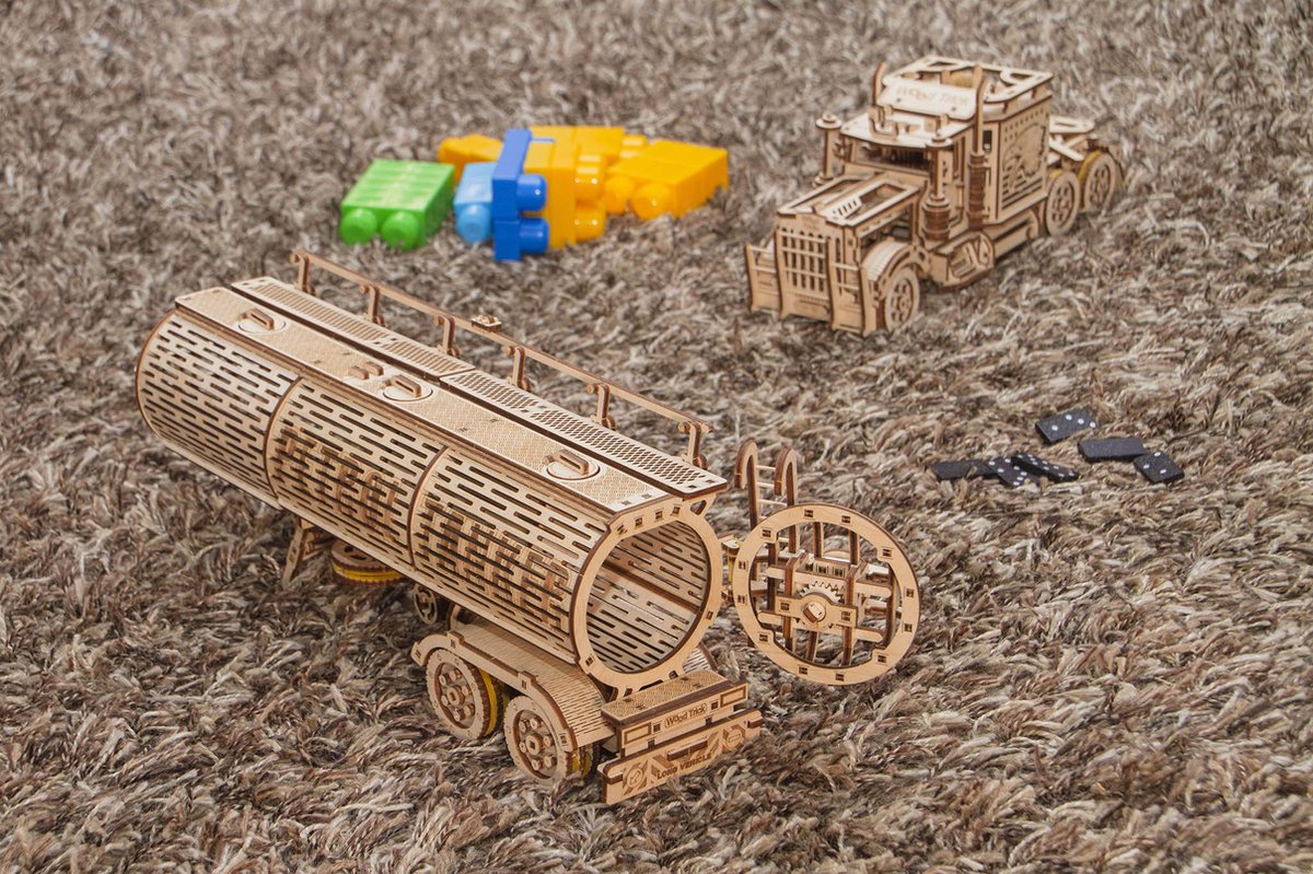 Wood Trick – Modelbouw 3D houten puzzel – de Tankaanhangwagen – Tank Trailer – Uitbreiding op Grote Vrachtwagen Big Rig - 220 stuks - Geen lijm noch verf nodig! — afbeelding 10