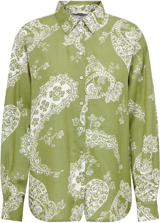Only Blouse Onlbella Linen L/s Loose Shirt Ptm 15289378 Olive Branch/large Pais Ladies Size - S