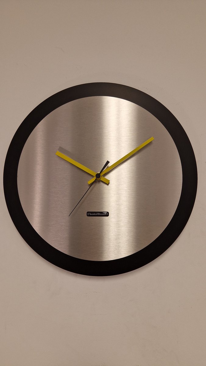 Wandklok ChantalBrandO MISTRAL BLACK & RVS -- MODERN DESIGN