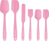 George Napoli Lot de 6 spatules en Siliconen Rose | Grattoir à casseroles | Cuillère | Ustensiles de cuisine | Accessoires de barbecue | Brosse à huile | Ensemble d'ustensiles de cuisine