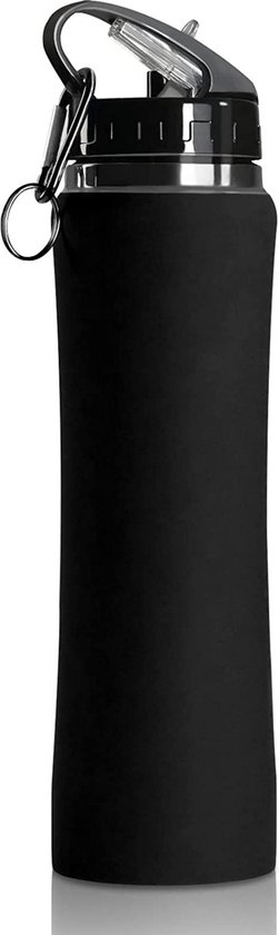 OneTigris Roestvrijstalen drinkfles, waterfles, 0,9 l hoge capaciteit, sportfles met goede isolerende werking voor fiets, camping, yoga, gym, softair, 100 ml, grijs