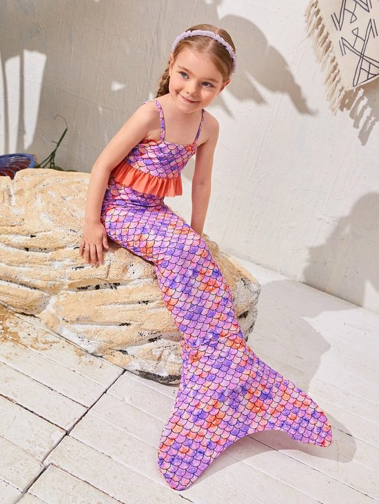 Zeemeerminnen bikini | 3-delig | 122cm | 7 jaar | Topje | Broekje | Staart | Vakantie | Zwemmen | Water | Zee
