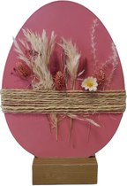 LBM paasei decoratie - droogbloemen - roze