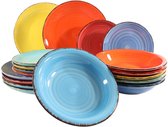 Service vaisselle/assiettes Trendoz Capri - 18 pièces - assiettes dîner/petit déjeuner/creuse