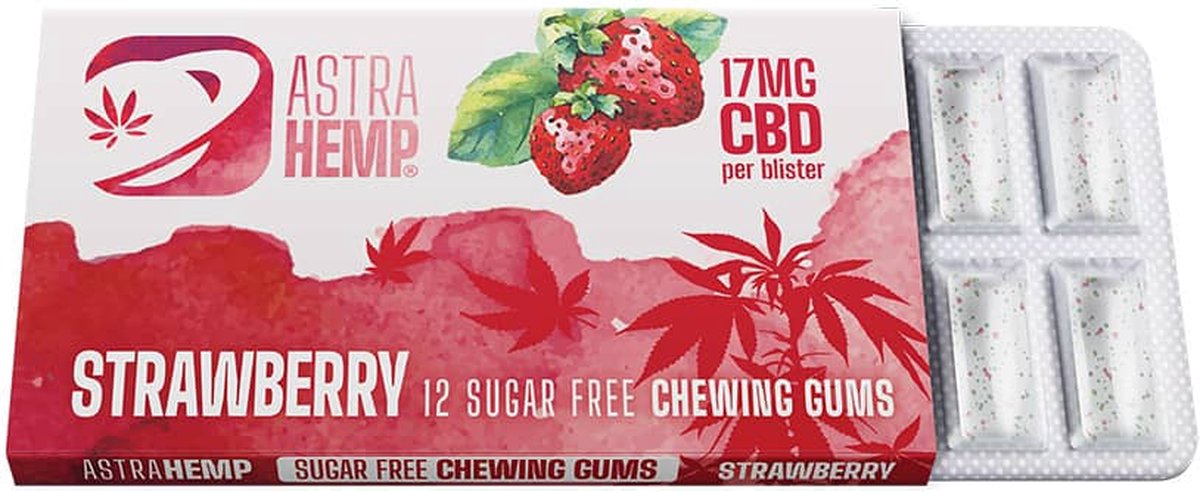 5 x Astra Hemp Strawberry Hemp Kauwgom (17mg CBD)