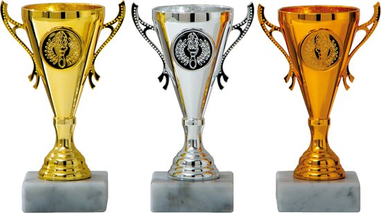 Trophée/coupe de Luxe - bronze/or/argent - métal - 13 x 8 cm