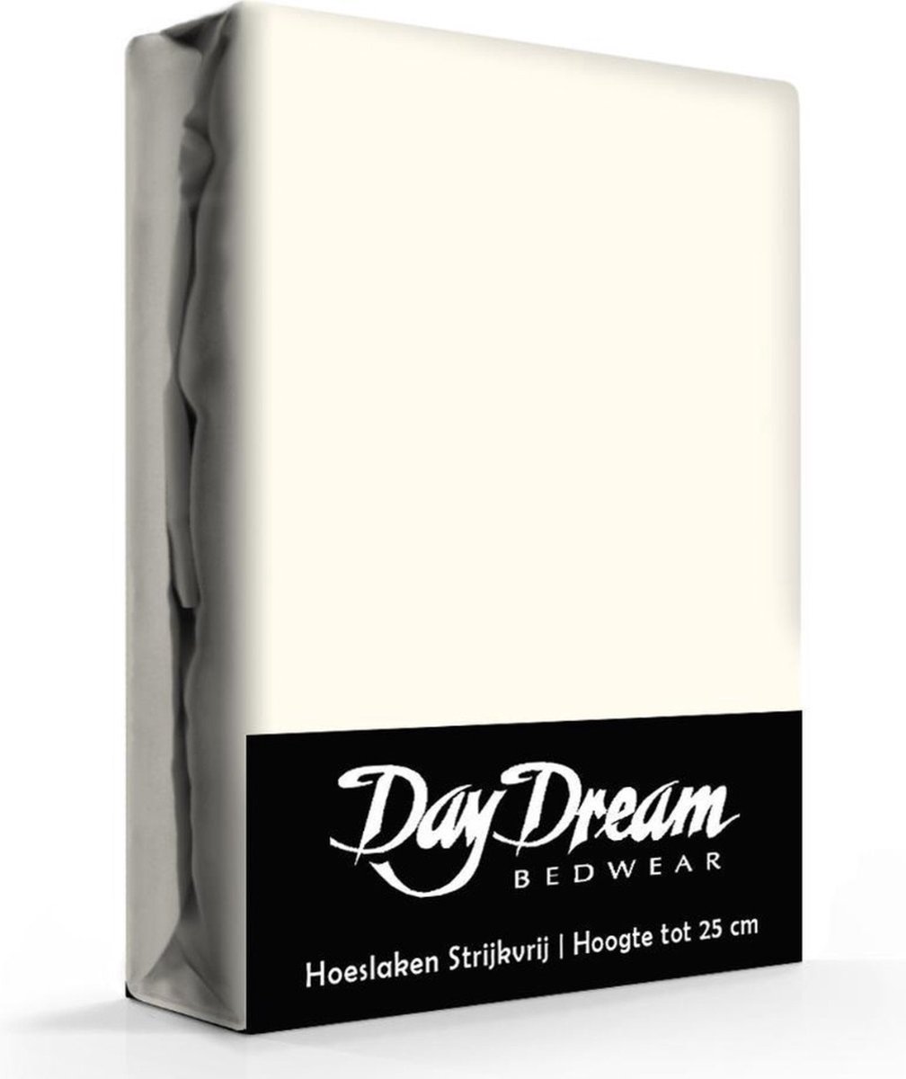 Day Dream hoeslaken - strijkvrij - katoen - 90 x 200 - Crème - Day Dream