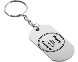 Akyol - Happy camper gegraveerde sleutelhanger - camper - kamperen - vakantie - sleutelhanger-  cadeautje - verrassing