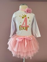 outfit d'anniversaire -ensemble d'anniversaire-robe-robe d'anniversaire-rose-tutu-4 ans-quatre-séance photo-soirée à thème-anniversaire-fille-ensemble-fille Marit (taille 104)