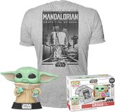 Funko Pop! & Tshirt Set: Star Wars - The Mandalorian Grogu Cookie (Size S)