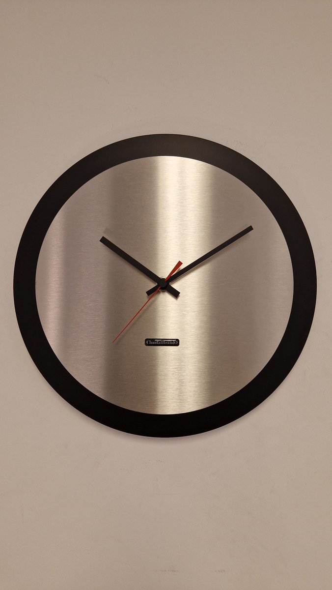 Wandklok ChantalBrandO MISTRAL BLACK & RVS -- MODERN DESIGN
