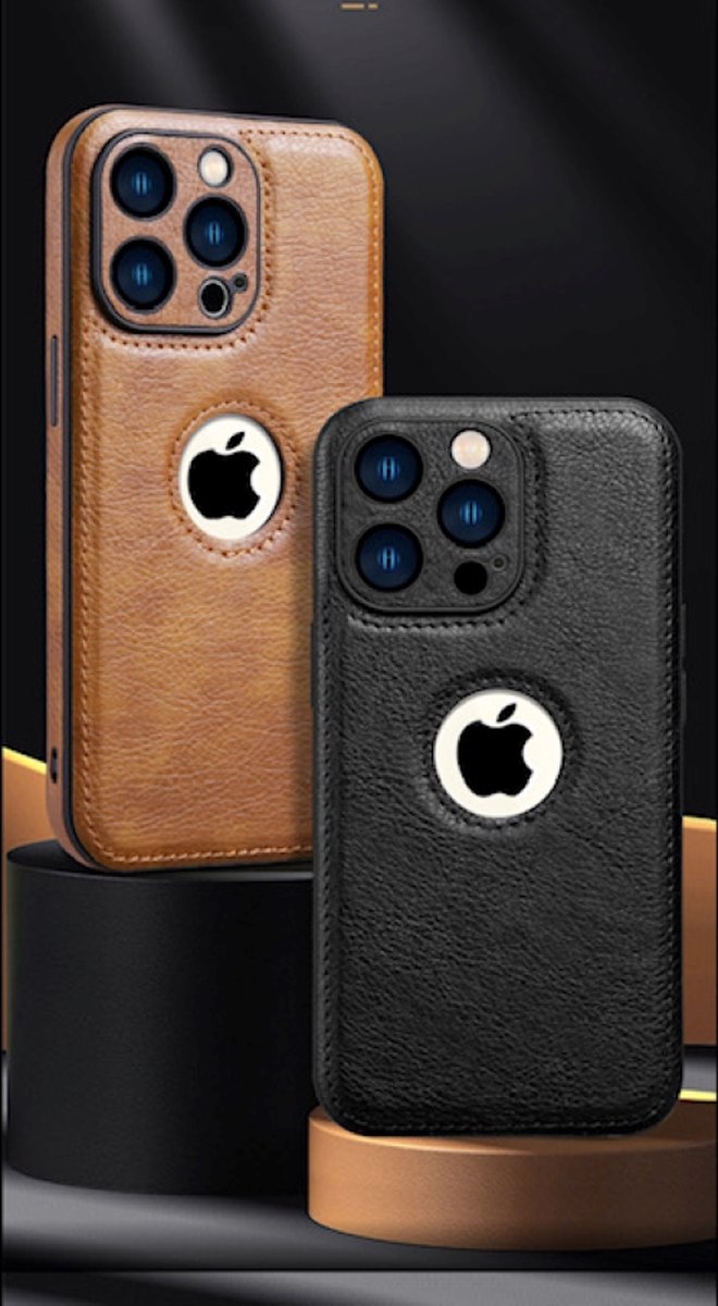 iPone 11 pro max luxe zakelijk leer hoesje met camera bescherming bruin