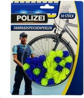 Spaakkralen politie - kralen versiering fietswiel - leuk klapperend geluid schuiven - neon geel en blauw - 30 stuk