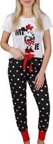 Minnie Mouse Disney - Katoenen damespyjama met korte mouwen in zwart en wit met stippen / L
