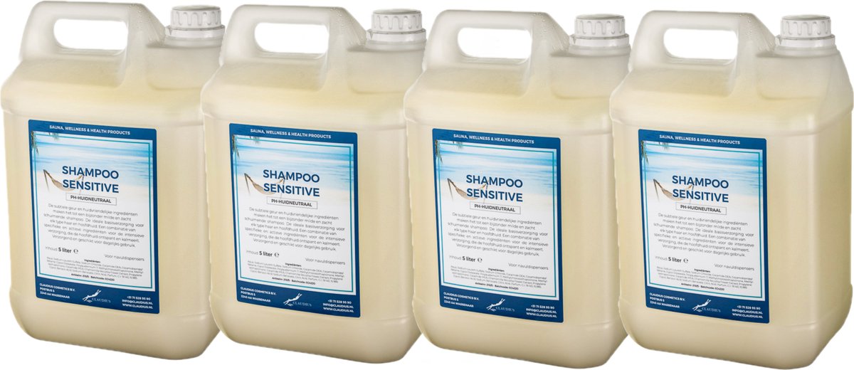 Shampoo Sensitive Care - 5 Liter - set van 4 stuks - Navulling - Voordeelverpakking - Haarverzorging