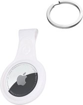 Hoesje Geschikt voor Apple AirTag-Sleutelhanger Hoesje Leer - Sleutelhanger Hoes Hoesje Geschikt voor Apple AirTag Case - Wit