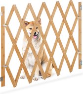 Relaxdays uitschuifbaar hondenhekje - bamboe - honden traphekje - veiligheidshekje binnen