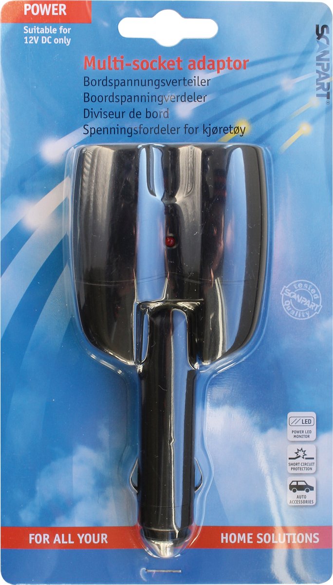 Goedkoopste Dubbele Adapter Met Led Voor Sigarettenaanstekerplug - 12V