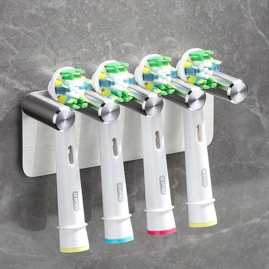 Tandenborstelhouder Voor Aan De Muur, Elektrische Tandenborstelhouder Met 4 Gaten Tandenborstelhouder Zonder Boren Witte Roestvrijstalen Tandenborstelorganizer Met Diatomeeenmodderbasis