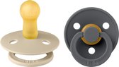 BiBS - Colour Pacifier - Maat 2 - Fopspeen - 2 stuks - Vanilla / Iron