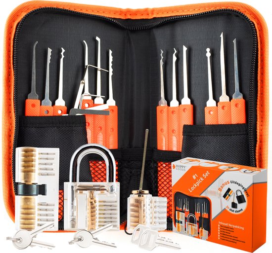 Happy Goods Lockpick Set Beginners & Professional - 32 Delige Lockpicking Set - 3x Oefenslot - Lock Pick Survival Kit - Gereedschapset