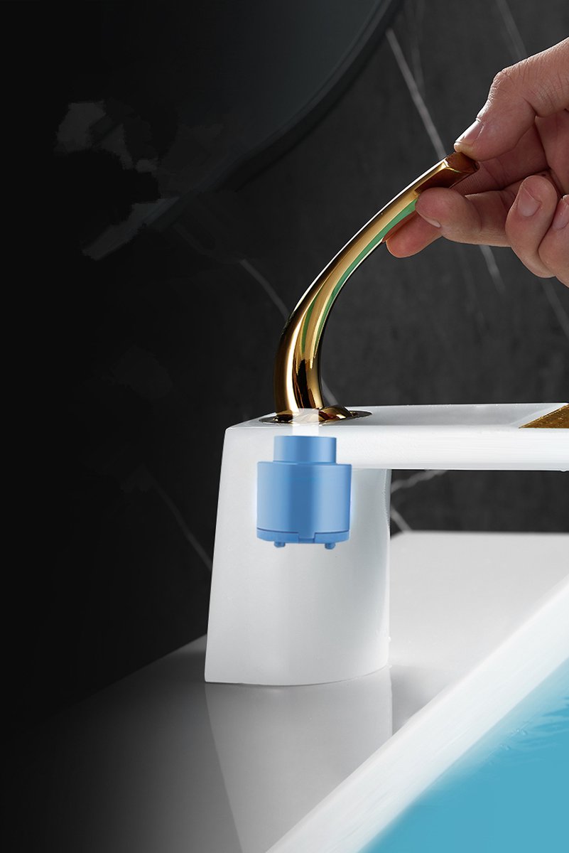 Wit Gouden Badkamer Kraan Messing Waterval Bad Wastafel Kraan Wc Keuken