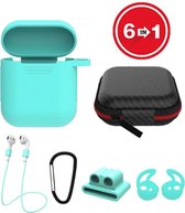 6 in 1 siliconen case met accessoires geschikt voor AirPods- mint groen
