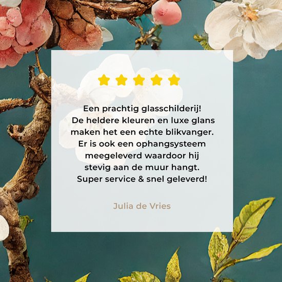 MuchoWow® Tableau sur verre 20x30 cm - Tableau sur verre acrylique - Fleurs - Fleur - Cerises - Branche - Wit - Photo sur verre - Décoration murale salon - Décoration murale chambre - Peintures