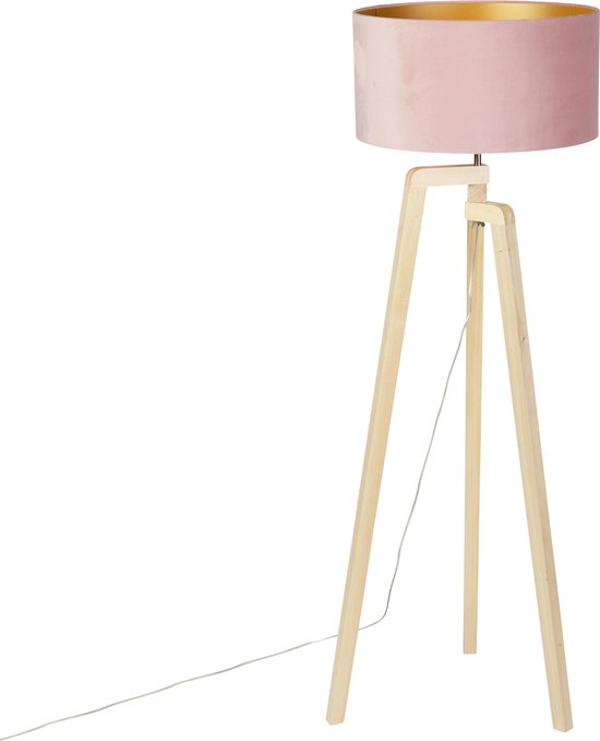 QAZQA puros - Moderne Tripod | driepoot vloerlamp | Staande Lamp - 1 lichts - H 1450 mm - Roze - Woonkamer | Slaapkamer | Keuken