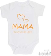 100% katoenen Romper "Mama, ik vind je lief" Unisex Katoen Wit/mosterd Maat 56/62