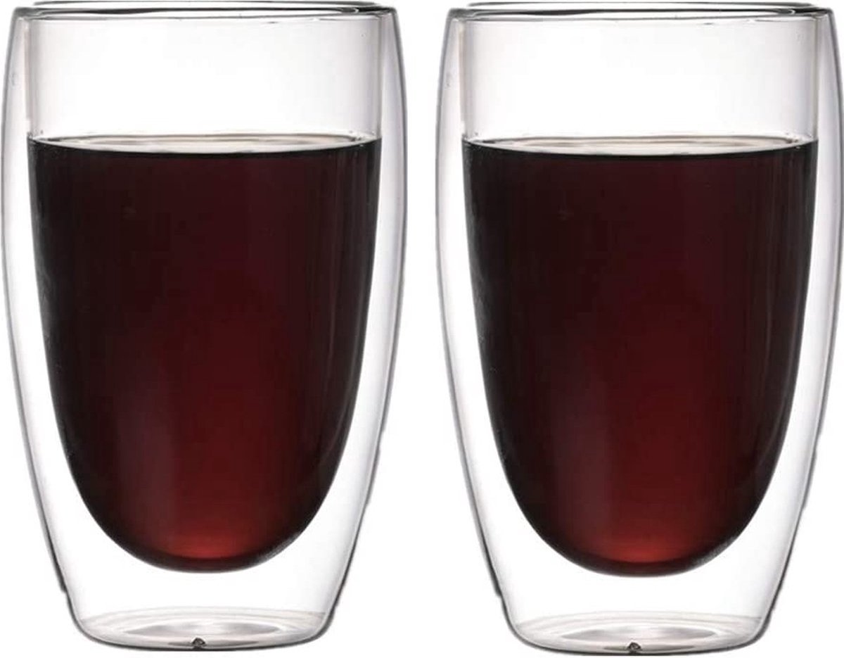 Dubbelwandige Glazen - 2 Stuks - 450ml - Koffieglazen - Theeglazen - Cappuccino Glazen - Latte Macchiato Glazen
