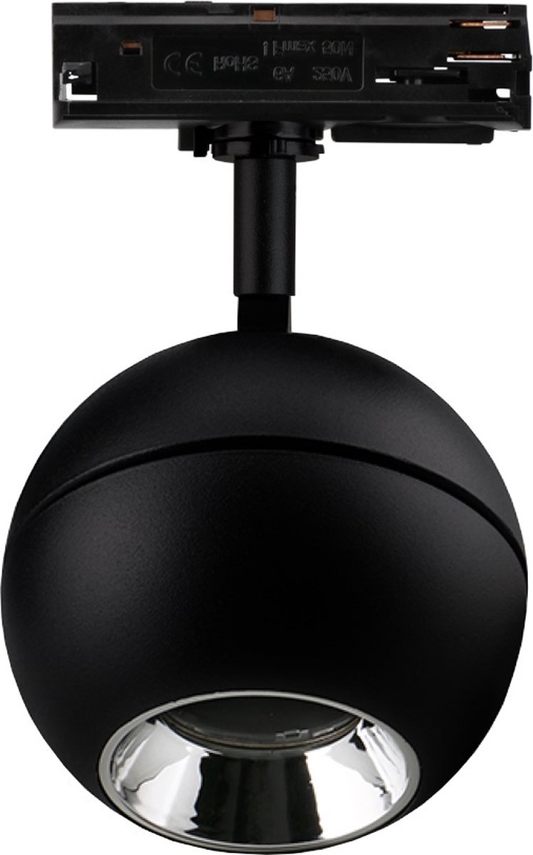 Orbit LED trackspot voor railsysteem, 6W of 9W, 905 lumen, 2700K warm wit, dimbaar, zwart aluminium, IP20