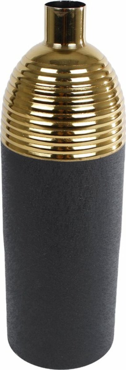 Home Sweet Home Vaas zwart goud Luuk L metaal 39 x 12,5 cm | 022125 | Home Sweet Home | Stoer & Sober Woonstijl