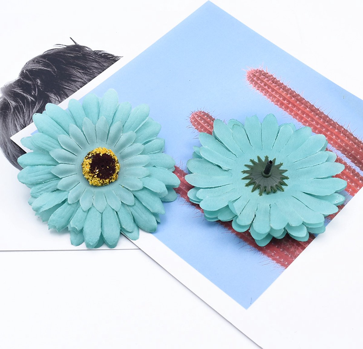40 Stuks Kunstbloemen – Blauw – 10 cm – Realistische Bloemen - Bruiloften - Feesten - DIY 