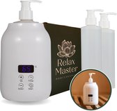 Massage Olie Verwarmer Digitaal Wit - Relax Master® - Flessen Verwarmer met Timer - Met 2 dispensers - Massagesalon - Guasha - Wellness - Spa