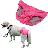 Hondenbroekje - Luier voor teef - wasbaar loopsheidsbroekje roze XL