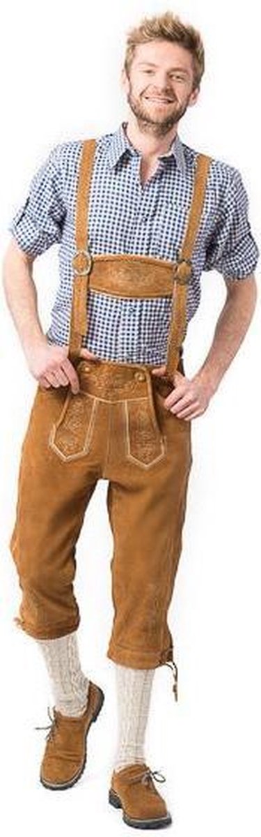 Tannhauser Lederhosen Markus Lang 100% Echt Leder Oktoberfest Heren Lederhosen Man Carnavalskleding Heren - Leer -Bruin -5XL