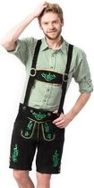 Tannhauser Lederhosen Otto Kort 100% Echt Leder Heren Oktoberfest Heren Carnavalskleding Heren Lederhosen Man - Leer- Zwart/ Groen- 4XL