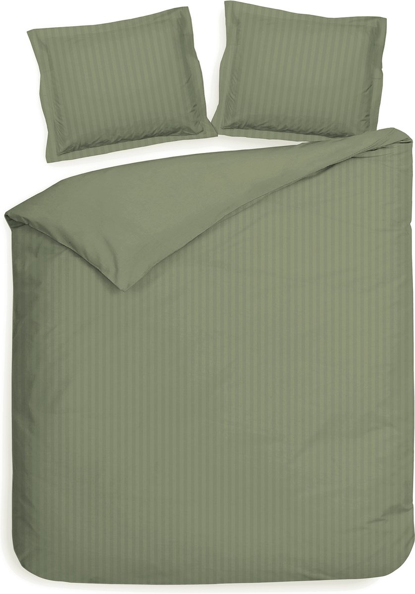 Heckettlane Laurel-Green Dekbedovertrek Banda 240x200-220 cm + 2 slopen 60x70 cm, gemaakt van 100% Katoen-Satijn Groen