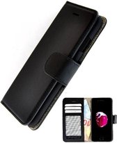 iphone 7 Plus / 8 Plus / 6 Plus / 6s Plus Hoes Pearlycase Echt Lederen Handmade Wallet Bookcase hoesje Zwart