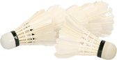 Engelhart Badminton shuttles - set van 12x - met veertjes - wit - 9 x 6 cm