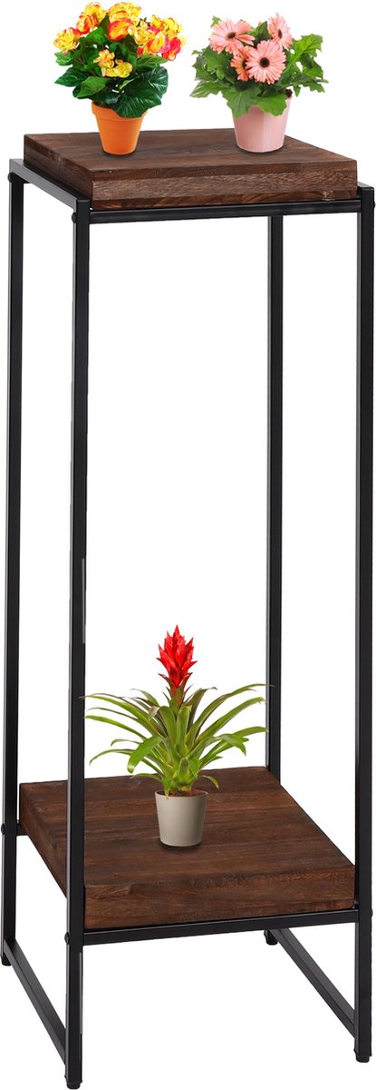 Bloementafel - bloemenplank bijzettafel plantenplank -FSC-gecertificeerd MDF donkerbruin- 101cm