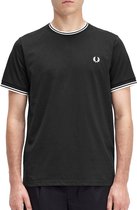 Fred Perry - Twin Tipped T-shirt Zwart - Heren - Maat M - Modern-fit