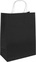 10 x zwarte papieren draagtassen Van Gekleurd Kraftpapier Met Gevlochten Oren 18x8x22cm Kraft Papieren Tasjes Met Handvat/ Cadeautasjes met gedraaid handgrepen / Zakjes/