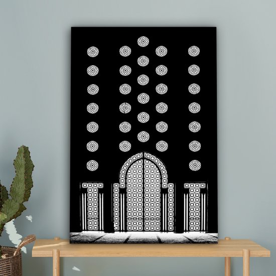 Canvas Schilderij Architectuur - Zwart - Wit - Patroon - 40x60 cm - Wanddecoratie
