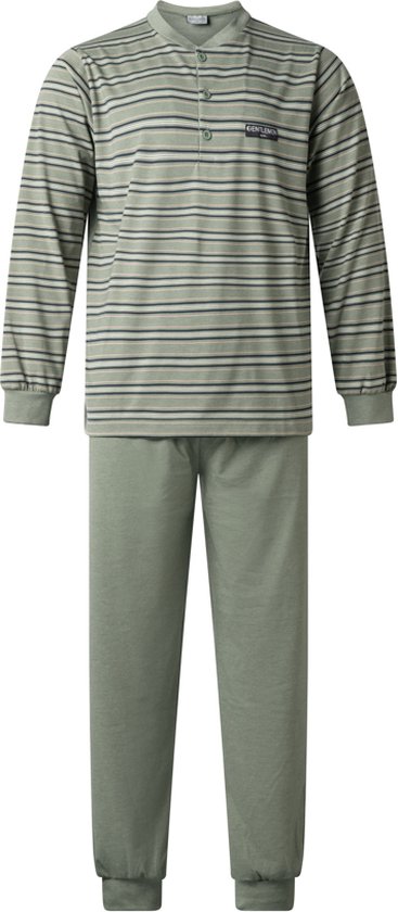 Gentlemen - heren pyjama 114237 - knoop hals - groen - maat XL