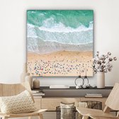 Canvas Schilderij Zee - Strand - Parasols - Water - Zomer - 90x90 cm - Wanddecoratie