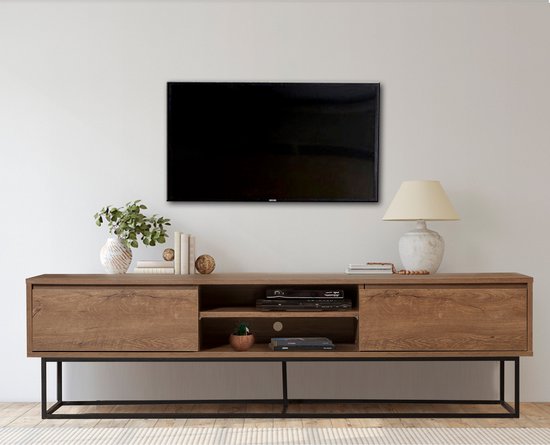 Emob- TV Meubel Tv-meubel Aghata met open legplank-walnoot - 180cm - Bruin