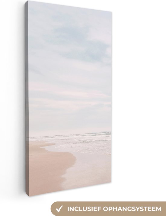 Canvas Schilderij Zee - Strand - Golven - Natuur - Zomer - 40x80 cm - Wanddecoratie