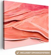 Canvas Schilderij Abstract - Roze - Pastel - Vormen - 120x90 cm - Wanddecoratie